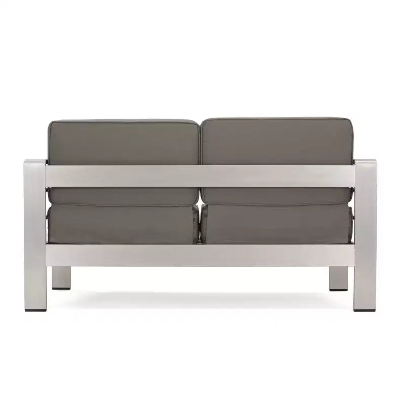 Cape Coral 5-teiliges Sitzgruppen-Set aus Aluminium und MGO mit Feuerstellentisch – Christopher Knight Home