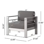 Cape Coral 5-teiliges Sitzgruppen-Set aus Aluminium und MGO mit Feuerstellentisch – Christopher Knight Home