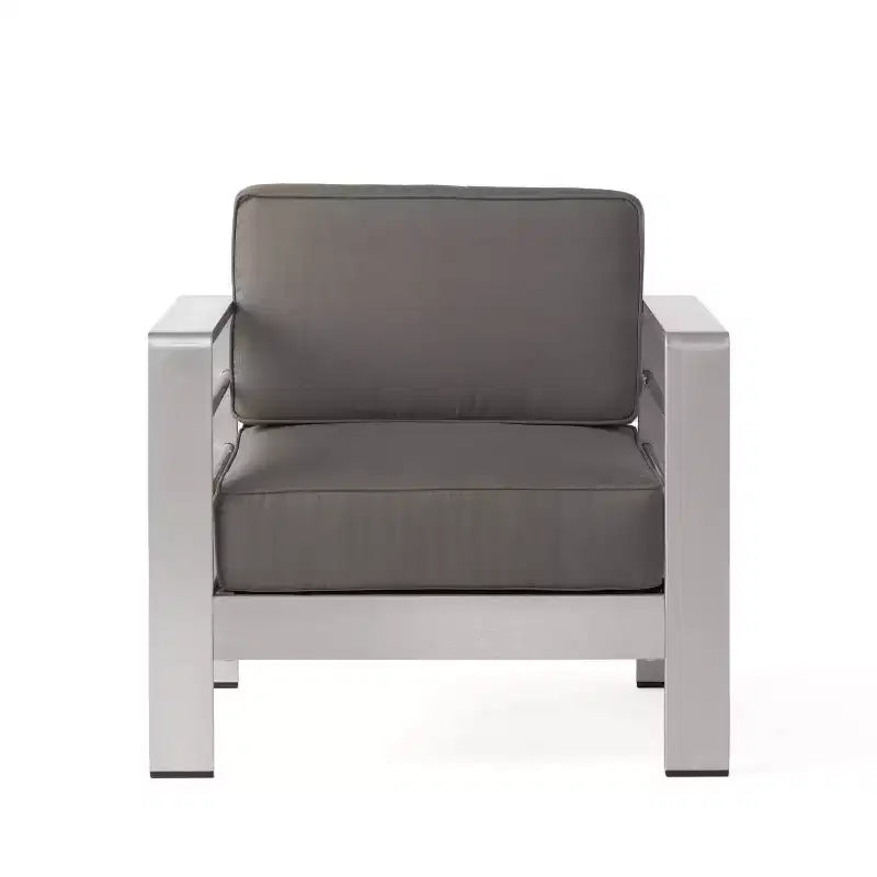 Cape Coral 5-teiliges Sitzgruppen-Set aus Aluminium und MGO mit Feuerstellentisch – Christopher Knight Home