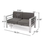 Cape Coral 5-teiliges Sitzgruppen-Set aus Aluminium und MGO mit Feuerstellentisch – Christopher Knight Home