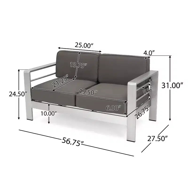Cape Coral 5-teiliges Sitzgruppen-Set aus Aluminium und MGO mit Feuerstellentisch – Christopher Knight Home
