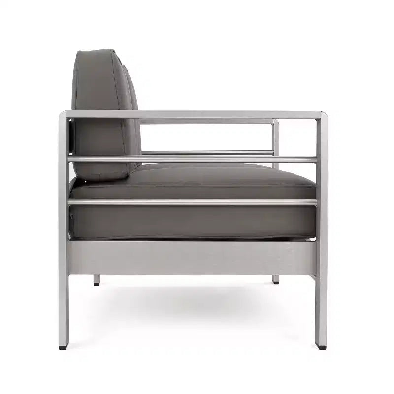 Cape Coral 5-teiliges Sitzgruppen-Set aus Aluminium und MGO mit Feuerstellentisch – Christopher Knight Home