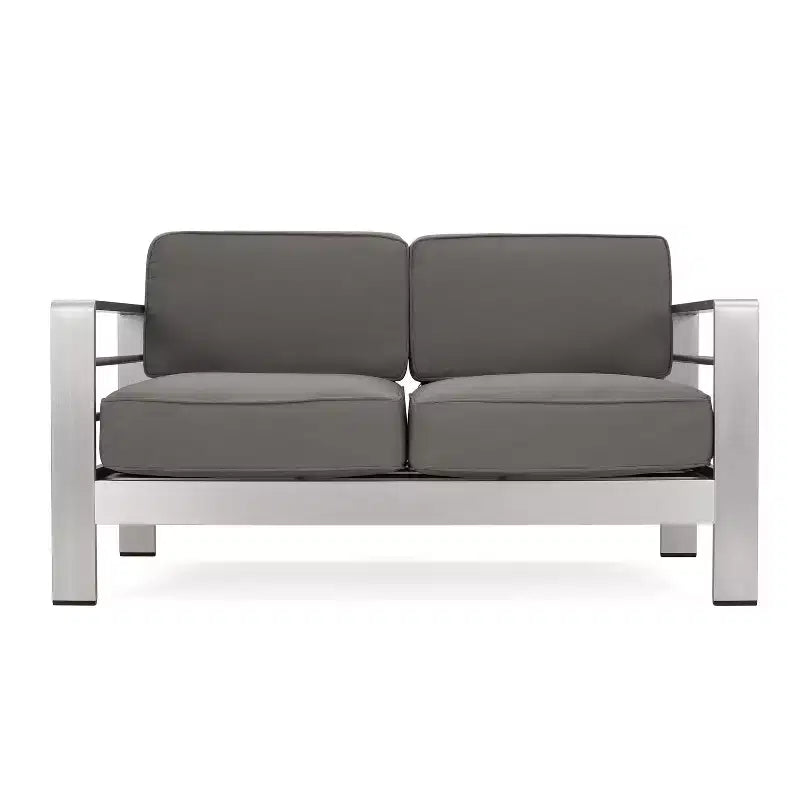 Cape Coral 5-teiliges Sitzgruppen-Set aus Aluminium und MGO mit Feuerstellentisch – Christopher Knight Home
