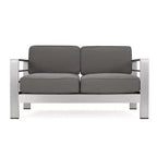 Cape Coral 5-teiliges Sitzgruppen-Set aus Aluminium und MGO mit Feuerstellentisch – Christopher Knight Home