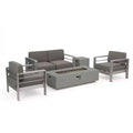 Cape Coral 5pc Aluminum and MGO Seating Set with Fire Table - Christopher Knight Home